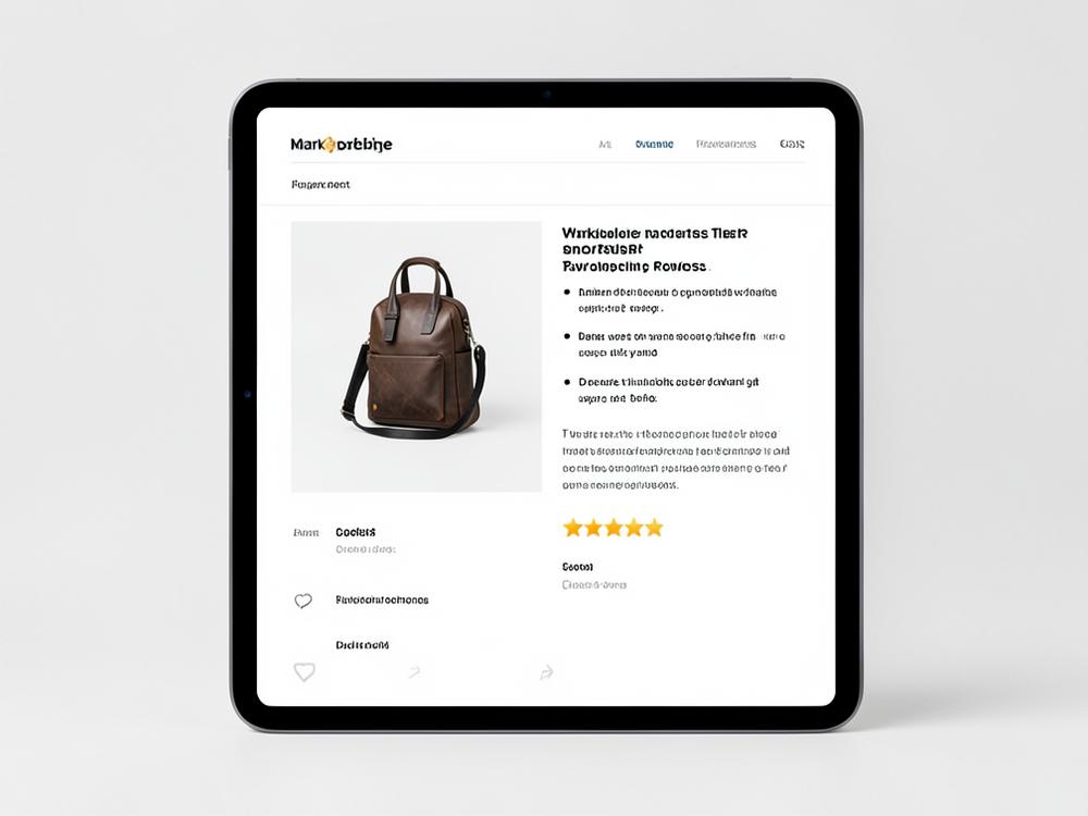Tablet mockup of an optimized marketplace product listing page